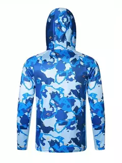 Camisa de pesca com capuz masculina, roupas ao ar livre, capuz com máscara de verão, proteção solar UV