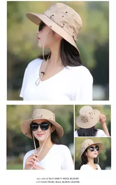Unisex Verão Sunscreen Wide Brim Balde Chapéus Mulheres Proteção UV Waterproof Panama Caps Caça Sun Fisherman Hat para Mens Bob