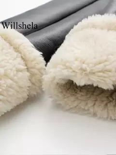 Willshela-Jaquetas de zíper frontal sólido feminino, gola lapela vintage, mangas compridas, roupas chiques de senhora, moda feminina