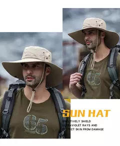 Imagem do Tampão solar anti-UV respirável masculino, aba larga grande, chapéu de balde, chapéu de vaqueiro, pesca ao ar livre, caminhada, praia, malha, moda verão, novo, 2024