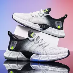 Tênis de corrida leve macio casual masculino, tênis esportivo ao ar livre, antiderrapante para caminhada, resistente ao desgaste, tênis de corrida na internet