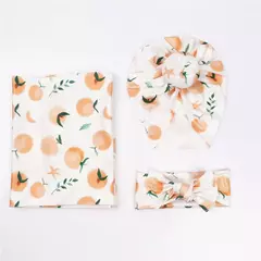 Recém-nascido Swaddle Wrap, Recebendo Cobertor para Recém-nascidos, Acessórios Bebês, Soft Floral Headband, Chapéu, Itens de cama, 3 Pcs por Conjunto - comprar online