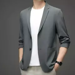 Blazers de negócios monocromáticos masculinos, blazers slim fit, botões duplos, lapela, mangas 3/4, terno de deslocamento, casaco do noivo - Wolf Magazine