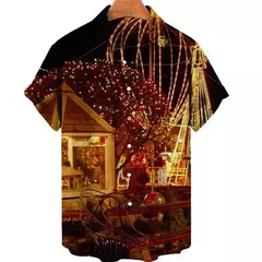 Camisa de Natal estampada 3D do Papai Noel masculina, tops de manga curta, camisas havaianas, roupas grandes soltas, moda - Wolf Magazine
