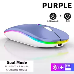 Mouse sem fio Bluetooth para Tablet e telefone, Ratos de retroiluminação RGB recarregáveis para iPad, PC, Laptop, 2.4GHz USB - Wolf Magazine