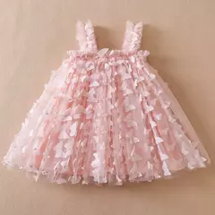Borboleta 3D para bebês, vestido de princesa tutu, vestido de festa de aniversário, roupa infantil, novo, verão, 1 a 5 anos, 2024