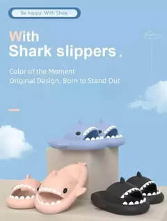 Chinelos de tubarão dos desenhos animados para homens e mulheres, slides internos do banheiro, moda casal, sapatos baixos, sandálias, EVA suave, chinelos de praia, verão