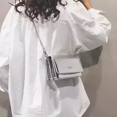 Bolsa de ombro quadrada para mulheres, bolsa crossbody de corrente, bolsa Y2K feminina, compras diárias, prata, nova moda, 2023 na internet