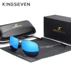 Óculos de sol de alumínio polarizado KINGSEVEN para homens e mulheres, espelho masculino óculos de sol UV400, marca, 2022