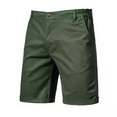 Calções de praia masculinos com elástico na cintura, 100% algodão, social, casual, negócios, alta qualidade, 10 cores, novo, verão, 2021 - loja online