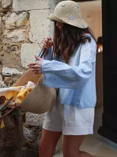 Camisas femininas com laço de linho e algodão com renda, blusa solta de manga longa com decote V profundo, blusa casual feminina, primavera e verão - comprar online
