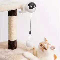 Imagem do 1pc diversão bola de levantamento movimento elétrico brinquedo do gato com retrátil automático gato provocando bola rotativa quebra-cabeça interativo brinquedos para animais de estimação