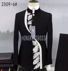 Imagem do Conjunto de terno de túnica masculino single breasted stand colarinho, blazers, jaqueta, calças, boutique, moda casual, casaco, calças, 2 peças, 2023