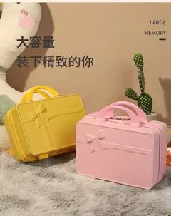 Mini saco cosmético portátil, caixa de armazenamento leve, bagagem de rolamento Mini caso do curso, cor doce, presente do curso, 14";;VERDADEIRO;;"Bloqueio de 14 polegadas sem senha,Vermelho grande
