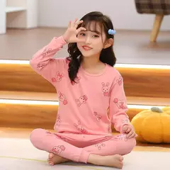 Imagem do Conjuntos de pijama de algodão de manga comprida infantil, Roupa infantil, Pijama adolescente, 6 anos, 8 anos, 10 anos, 12 anos, 14 anos, Outono