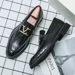 Calçado de couro masculino, mocassins empresariais, sapatos de fivela casuais, tendência, marca de luxo, novo designer - comprar online