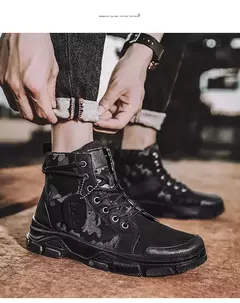 Imagem do Botas de deserto masculinas de cano alto, botas casuais masculinas, sapatos de treino masculinos confortáveis, tendência estilo britânico, moda ao ar livre, 2024