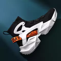 Sapato masculino de meia alta, tênis ao ar livre, esportes de corrida, respirável, lazer, verão, elástico, leve, tamanho grande, voando na internet