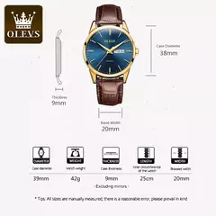 Olevs relógios de quartzo dos homens marca luxo casual moda relógio masculino para presentes couro respirável à prova dwaterproof água relógio de pulso luminoso - comprar online