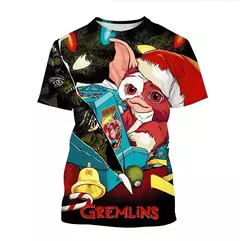 T-shirt impressa em 3D para homens e mulheres, filme de horror de Natal, monstro fantoche, venda quente, moda nova na internet