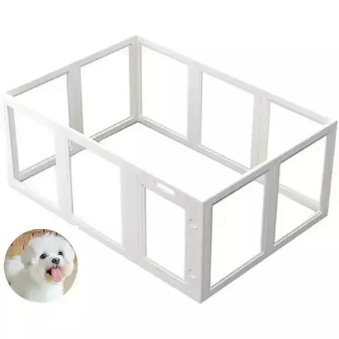 Gaiolas para cães pequenos e médios em cercas para animais de estimação, cerca de porta transparente acrílica, argônio interno para cães e gatos