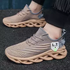 Tênis de corrida casual masculino, tênis de corrida, tênis de malha respirável, calçados esportivos leves que absorvem choques, branco, preto, ao ar livre na internet