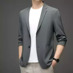Jaqueta leve masculina, blazer fino, anti-rugas, fino, lapela sólida, casual, respirável, moda verão na internet
