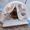 Nova casa de hamster para animais de estimação, camas quentes e macias, gaiola impressa de pelúcia para cobaia, esquilo, ratos, ratos, suprimentos para animais pequenos