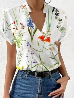 Camisa Feminina Elegante Monocromática Casual, Primavera, Verão, Senhora do Escritório, Sem Mangas, Blusa com Decote V, Top Clothing Feminina, S-3XL - comprar online