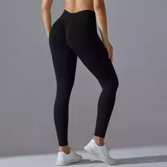 Leggings de cintura alta sem costura para mulheres, calças justas femininas, push up, calça de ioga, ginásio Fitness, cintura V, esportes, 2022
