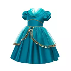 Michella moda meninas teal-azul princesa jasmim cosplay vestido de halloween vestido de festa de aniversário - loja online