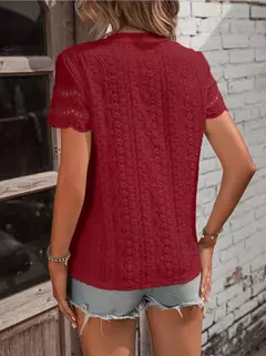 Camiseta feminina de algodão topos 2024 verão rua oco para fora simples cor sólida v camisa casual y2k t camisa branca blusa mujer moda - Wolf Magazine