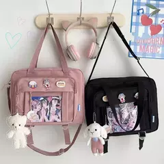 Bolsa Crossbody de Nylon Transparente para Mulheres Bolsa de Ombro Bolsa JK Meninas Japonesas do Ensino Médio, Bolsa de Livro Transparente, Segundo Elemento - loja online