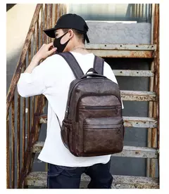 Mochila de carregamento USB de couro PU para homens, mochilas grandes para laptop, mochila masculina para adolescentes, meninos, alta qualidade na internet