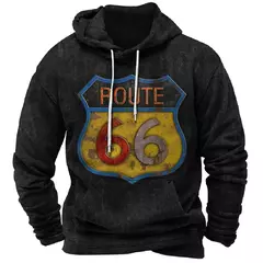Imagem do Homens e mulheres Route 66 3D Print Hoodies, moletons vintage, fatos de treino, roupas masculinas, moda