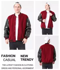 Imagem do Patches masculinos jaqueta bomber bloco de cores varsity beisebol outerwear casual solto primavera e outono confortável casacos unissex 24h enviado