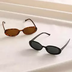 Óculos de sol ovais vintage para mulheres, pequenos óculos de sol, retrô preto e vermelho, designer de luxo - loja online