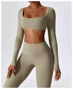 Terno esportivo de manga comprida para mulheres, conjunto de ioga fitness, roupas de ginástica, roupas esportivas femininas, camisa de corrida, 2 peças na internet