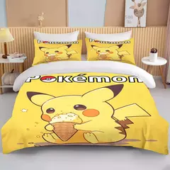 Pokémon Pikachu Bulbasaur Conjunto de cama macio impresso, Capa de edredão, 1 Capa de edredão, 2 Fronhas, Adultos e Crianças, Luxo - Wolf Magazine