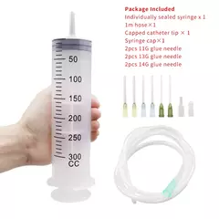 Seringas grandes de 100-550ml com tubo para seringas de plástico líquido com tampa de ponta para distribuição de cola, rega, recarga, alimentação - loja online