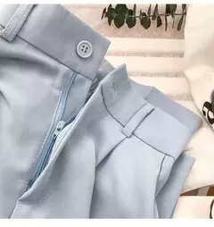 Calça feminina elástica de cintura alta, calça feminina do escritório, casual solta streetwear, reta, preta, nove pontos, moda, outono, primavera - Wolf Magazine