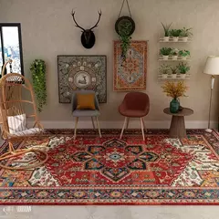 Imagem do American Retro Living Room Decoration Tapete, Tapetes de cabeceira Boho para qua