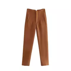Willshela-Calça reta de cintura alta feminina, calça de zíper frontal, comprimento total, moda feminina chique, vintage - loja online
