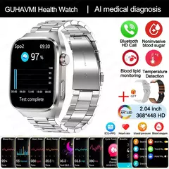 Imagem do Micro exame físico de grau médico relógio inteligente para homens, ECG, PPG, glicose no sangue, freqüência cardíaca, pressão arterial, relógios de saúde, novo, 2024