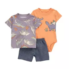 Conjunto de roupas de algodão do bebê recém-nascido, dinossauro bonito dos desenhos animados, manga curta, shorts, macacão, roupas infantis, 6-24m, verão - loja online