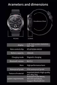 MELANDA-Smartwatch de Esportes Impermeável para Homens, Chamada Bluetooth, Rastreador De Fitness, IOS, Android NX9, IP68, 1.39 "HD na internet