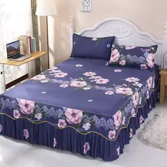 colcha de cama casal lencol cama casal Princesa estilo colcha na cama com saia algodão impressão roupa de cama para casa elástico lençol equipado com fronhas roupa de cama jogo de cama - comprar online