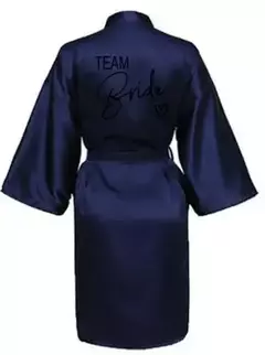 Imagem do Kimono cetim pijama com letras pretas, dama de honra roupão, Wedding Party Team Bride Robe, SP003