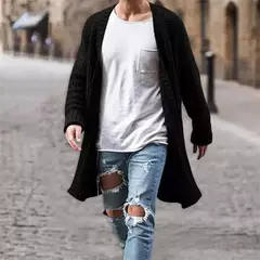 Cardigã de malha de algodão masculino, suéteres finos de manga comprida, outwear masculino monocromático, casaco quente, moda casual, novo, outono, inverno na internet