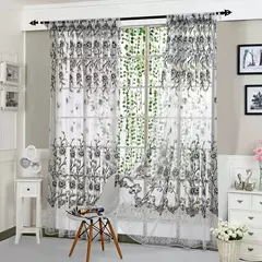 Peony Tule Cortinas para Porta e Janela da Cozinha, Jacquard Sheer Voile, Cortinas de Fios, Sala e Quarto, 100x200cm, Y, 1PC - Wolf Magazine